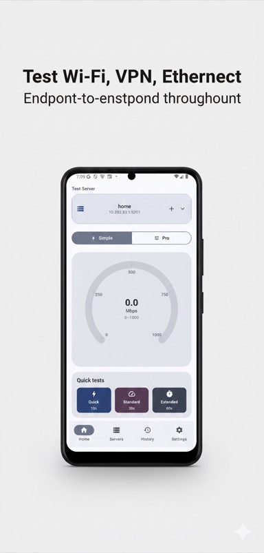 Dark theme interface showing the idle speed test screen